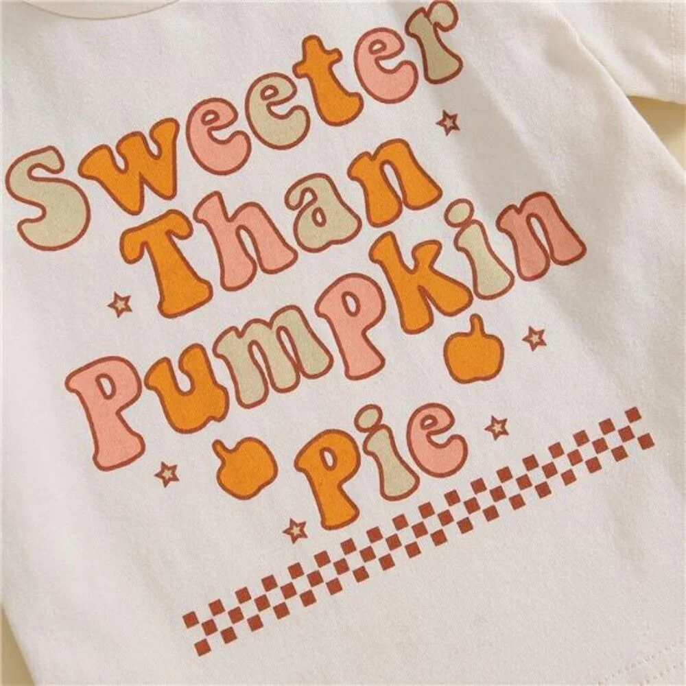 Baby Girl Fall Halloween Outfit Pumpkin Printed Sweatshirt Tops Flare‎ Pants Set